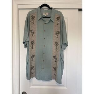 Island‎ Shores Shirt Men's 3XL Short Sleeve Tropical Hawaiian Green Print
